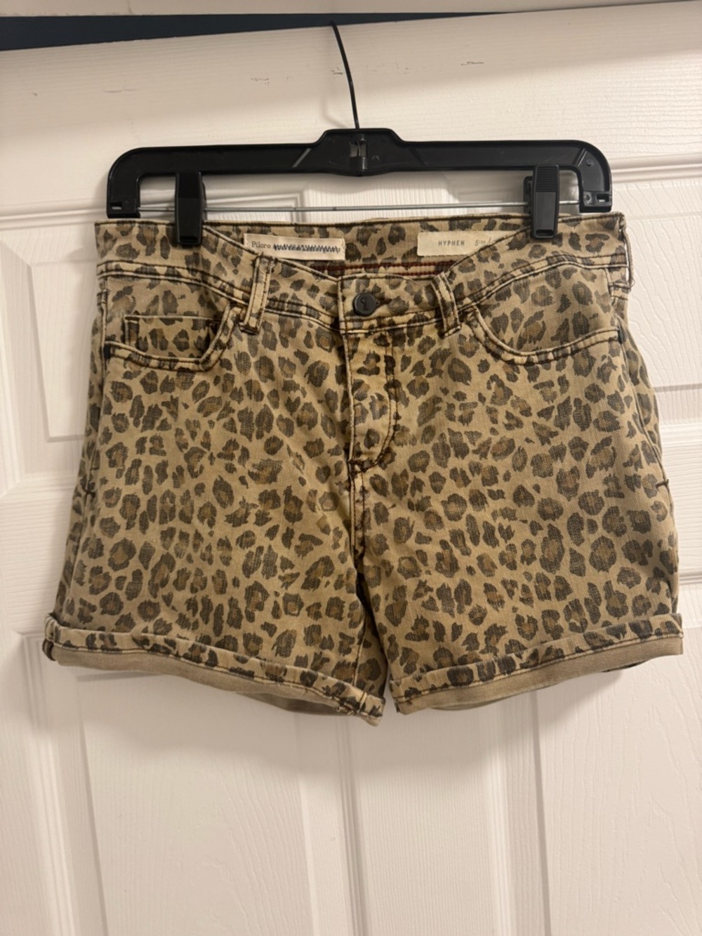 Anthropologie Leopard Print Women's Denim Shorts - Tan size 25 small